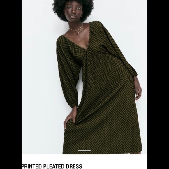 Zara Printed Pleated Dress - Picture 3 of 11
